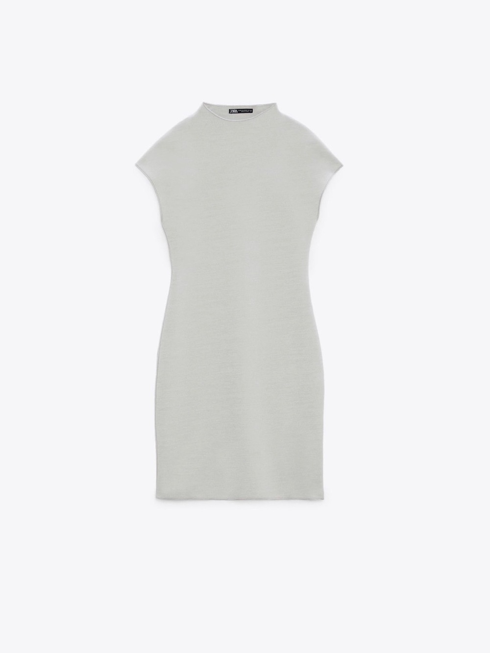 Cap-Sleeve Knit Dress in Light Gray